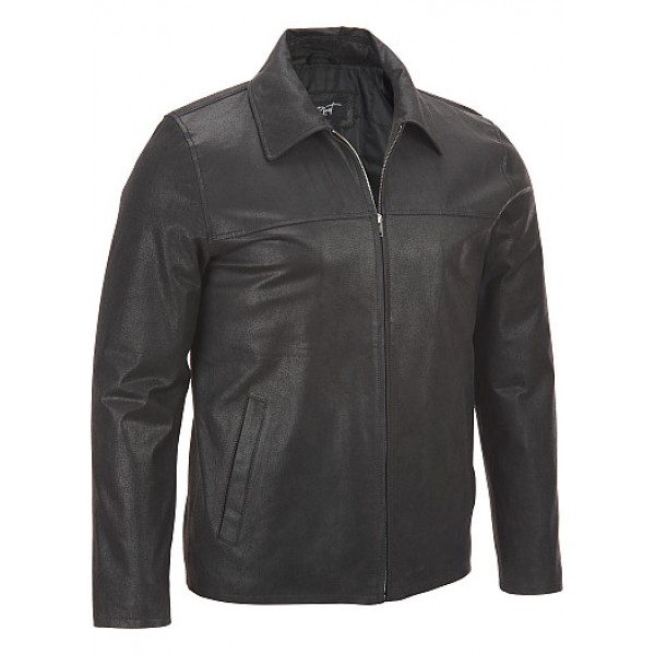  Open-Bottom Vintage Leather Jacket